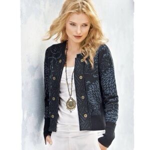 Peruvian Connection Floral pima Cotton Cardigan